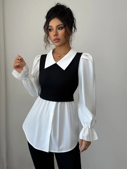 Simple Style Fake Two Pieces Shirts Vest - Gizmo Galaxy