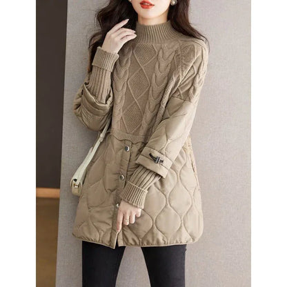 Women's New Winter Cotton-padded Clothes Splicing Knitwear - Gizmo Galaxy