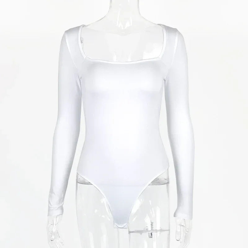 Sexy Slim Fit Slimming Square Collar Bottoming Long Sleeve Jumpsuit - Gizmo Galaxy