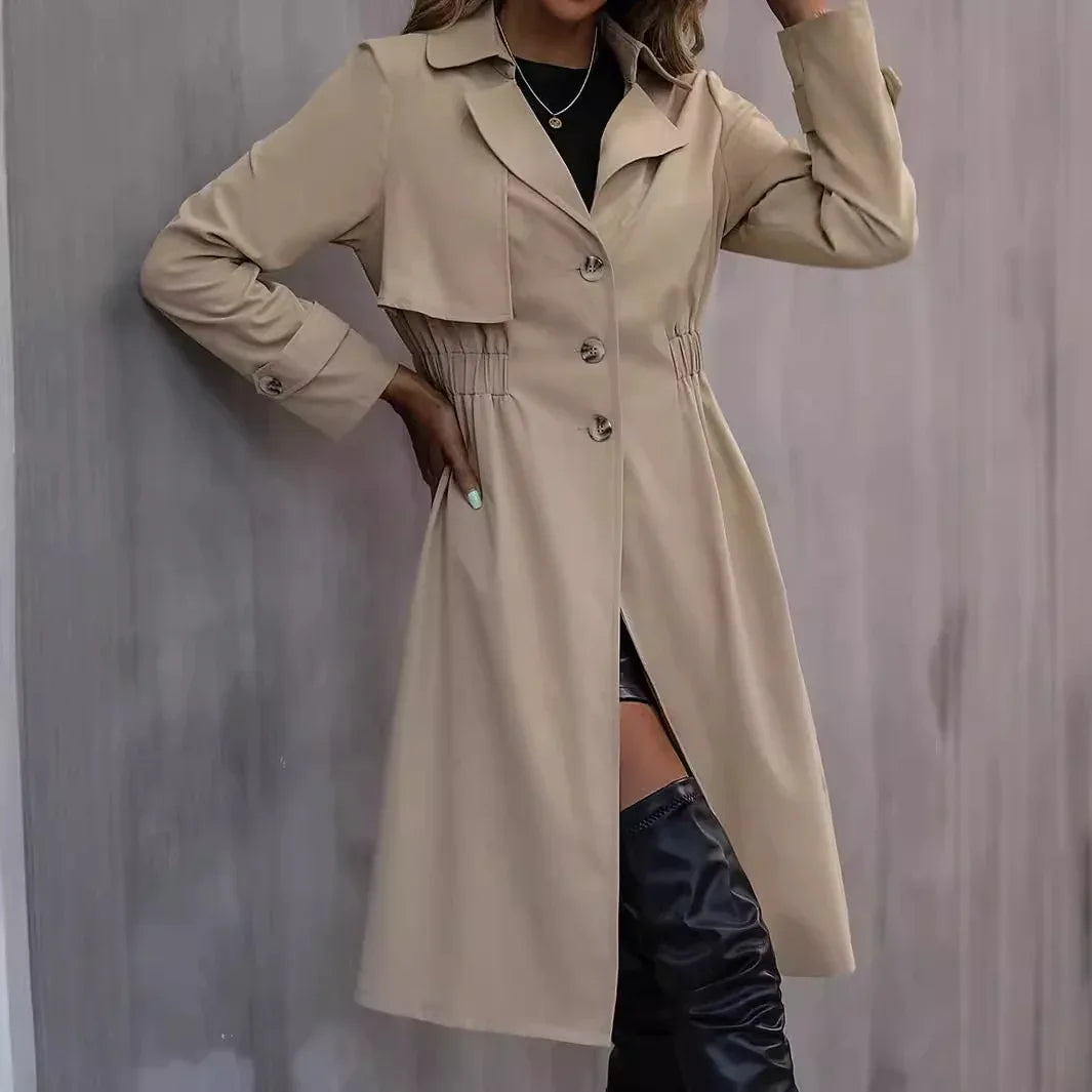 Long Waist Cotton Fashion Jacket Long Sleeve Trench Coat - Gizmo Galaxy