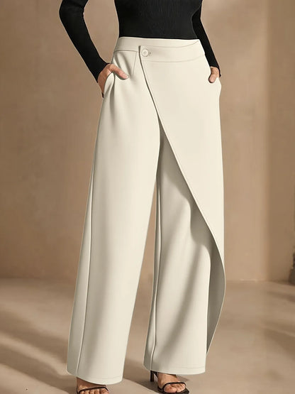 Asymmetrical Draping Suit-style High-waisted Slimming Casual Pants - Gizmo Galaxy