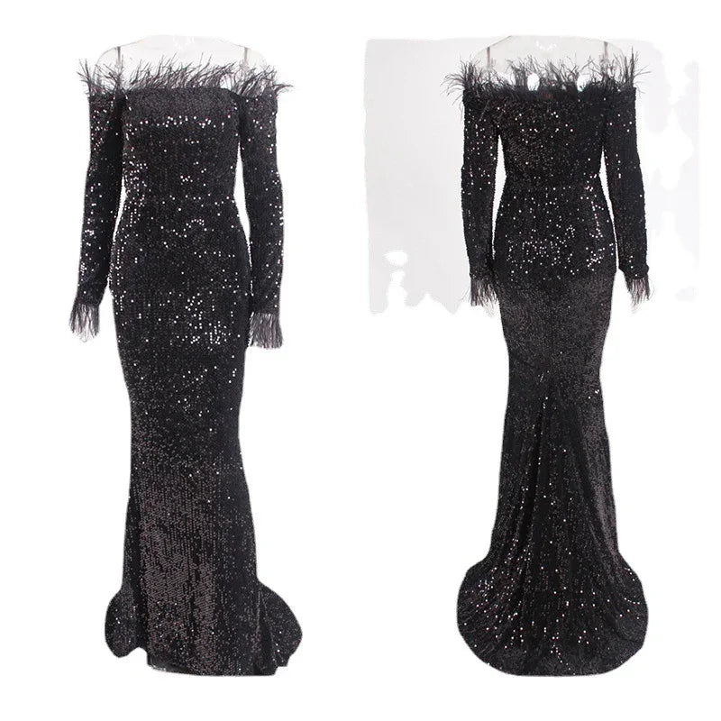 Off-the-shoulder Fishtail Party Formal Dress - Gizmo Galaxy