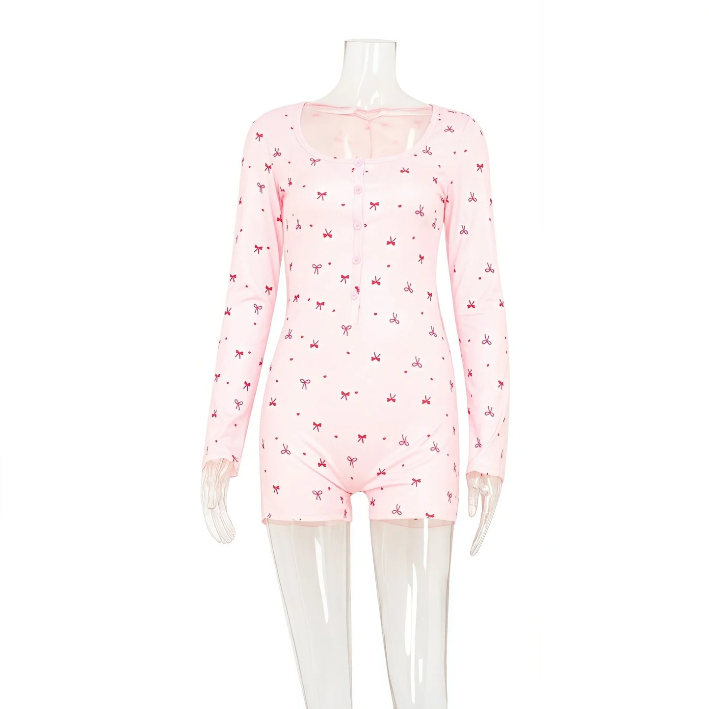 Women's Casual Crew-neck Long-sleeve One-piece Shorts - Gizmo Galaxy