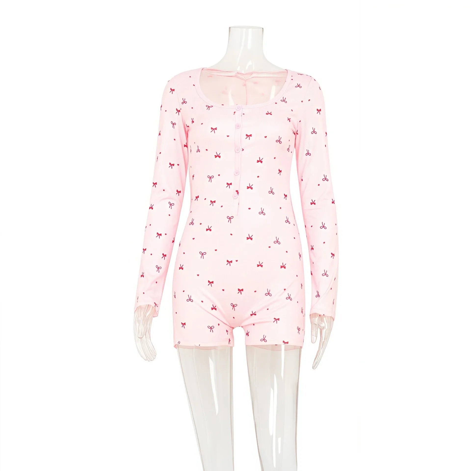 Women's Casual Crew-neck Long-sleeve One-piece Shorts - Gizmo Galaxy