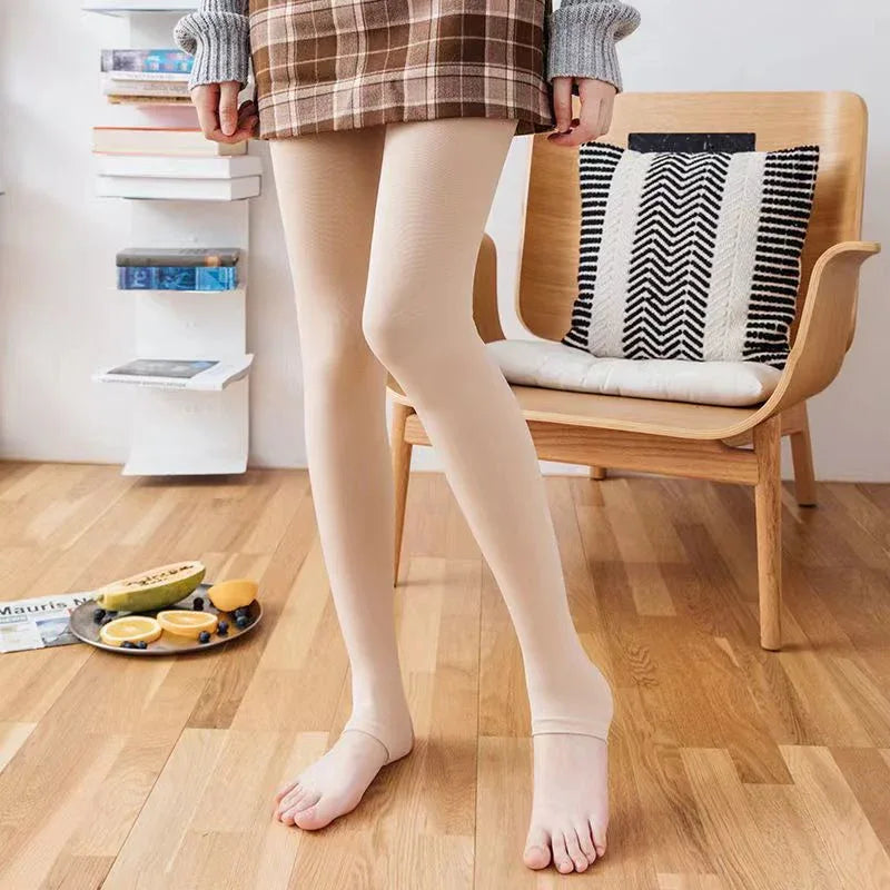 Plus-size Black Sheer Fleece-lined Leggings - Gizmo Galaxy