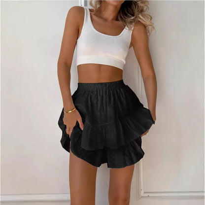 Fashionable High-waisted Lace Culottes For Women - Gizmo Galaxy