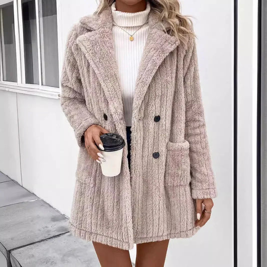 Double-sided Plush Lapel Cardigan Casual Top Coat - Gizmo Galaxy