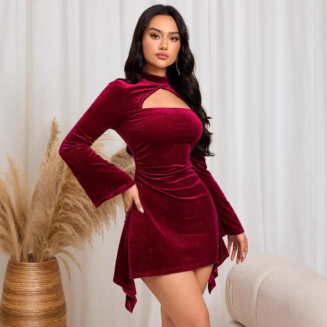 Women's Fashionable And Elegant Long-sleeve Dress - Gizmo Galaxy