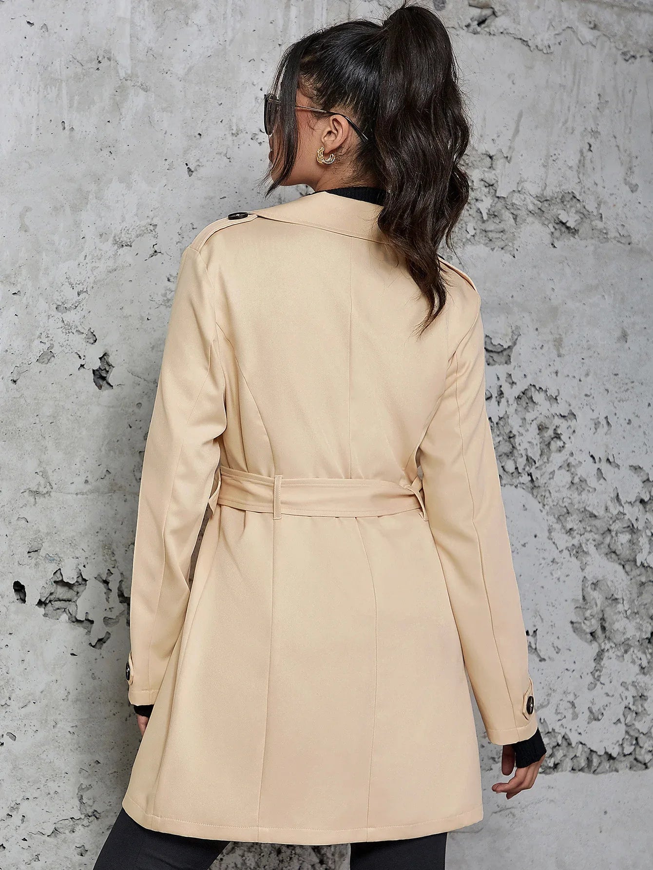 Women's Mid-length Trench Coat British Style Coat - Gizmo Galaxy