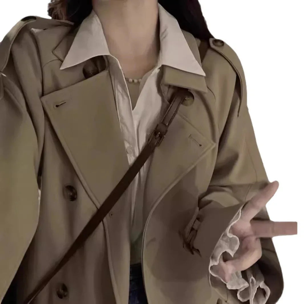 New Spring And Autumn British Style Mid-length Early Autumn Trench Coat For Women - Gizmo Galaxy