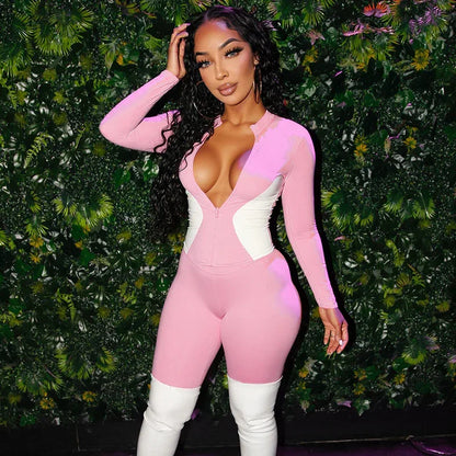 Slim-fit Zipped Fitness Color-block Figure-flattering Jacket And Pants Set - Gizmo Galaxy