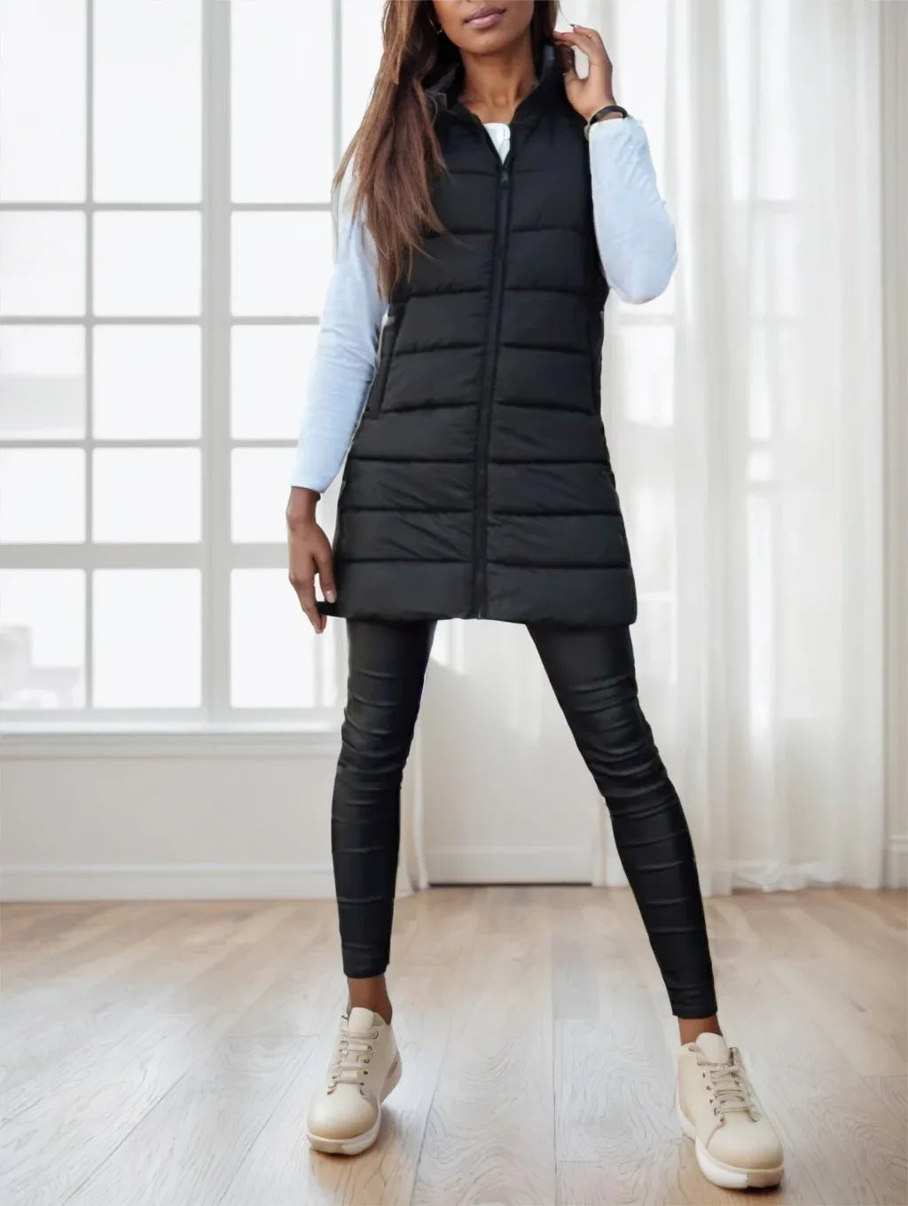 Women'S Elegant Hooded Puffer Vest - Gizmo Galaxy