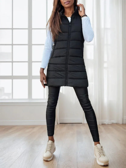 Women'S Elegant Hooded Puffer Vest - Gizmo Galaxy