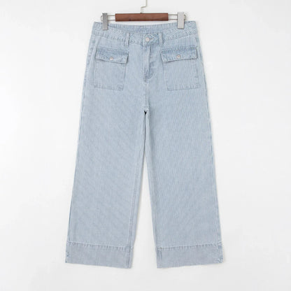Women's Wide-leg Casual Loose Striped High-waisted Wide-leg Pants - Gizmo Galaxy