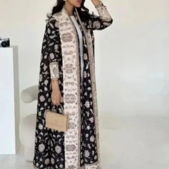 Pleated Trench Djellaba Hot-selling Printed Shawl Cardigan Ethnic Style Cloak Coat - Gizmo Galaxy