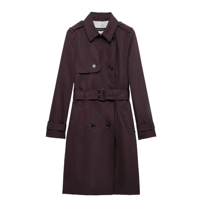 Retro Double-breasted Slim-fit Long-sleeved Lapel Versatile Trench Coat - Gizmo Galaxy