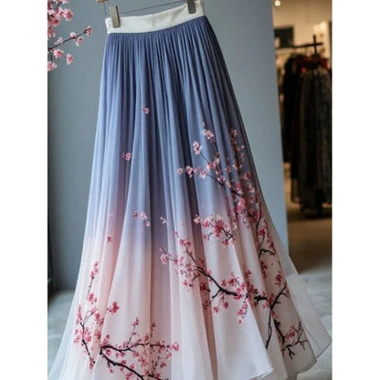 Women's Chinese-style Printed Skirt - Gizmo Galaxy