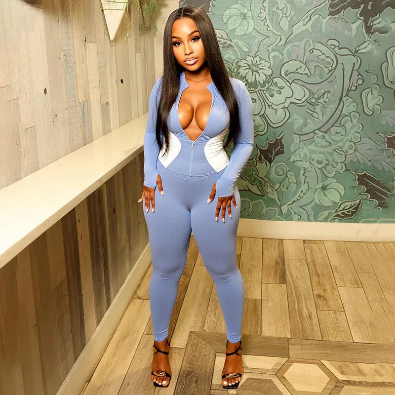 Slim-fit Zipped Fitness Color-block Figure-flattering Jacket And Pants Set - Gizmo Galaxy