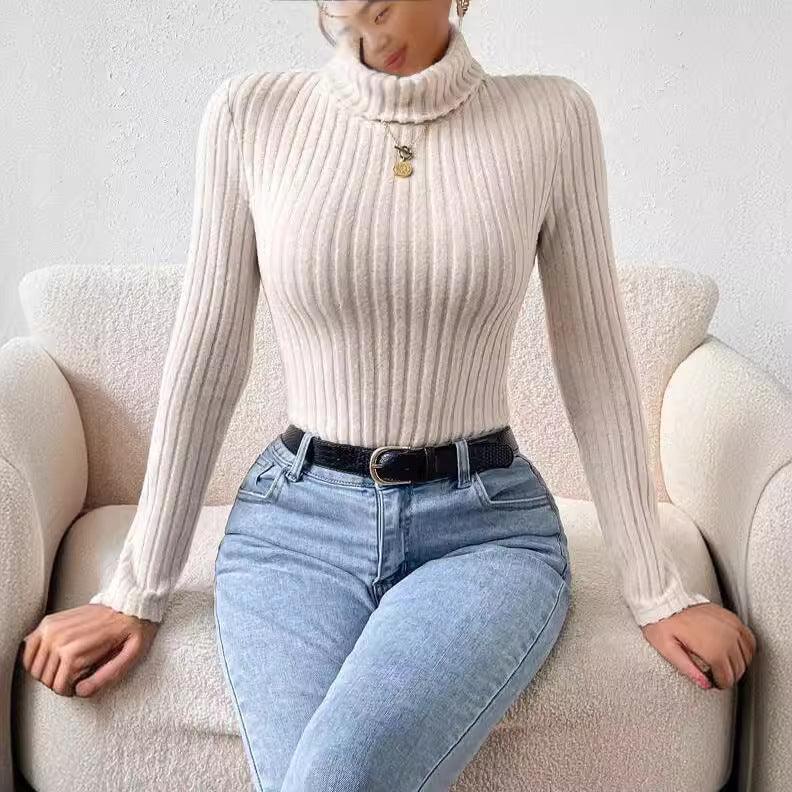 French Style Turtleneck Long Sleeve Knitted Jumpsuit - Gizmo Galaxy