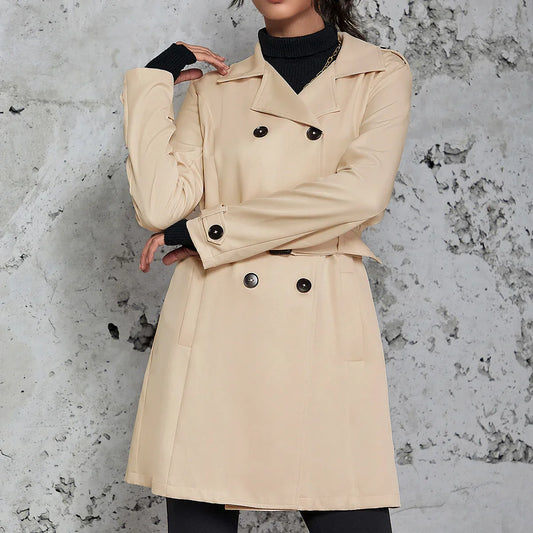 Women's Mid-length Trench Coat British Style Coat - Gizmo Galaxy
