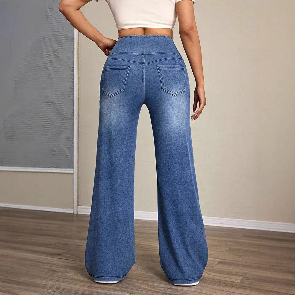 Loose Oversized Retro High-waisted Stretch Denim Wide-leg Pants - Gizmo Galaxy