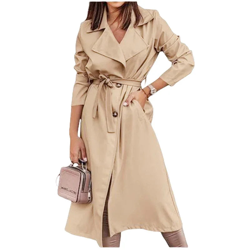 Women's Coat Plus Size Trench Coat Tie-front Top - Gizmo Galaxy