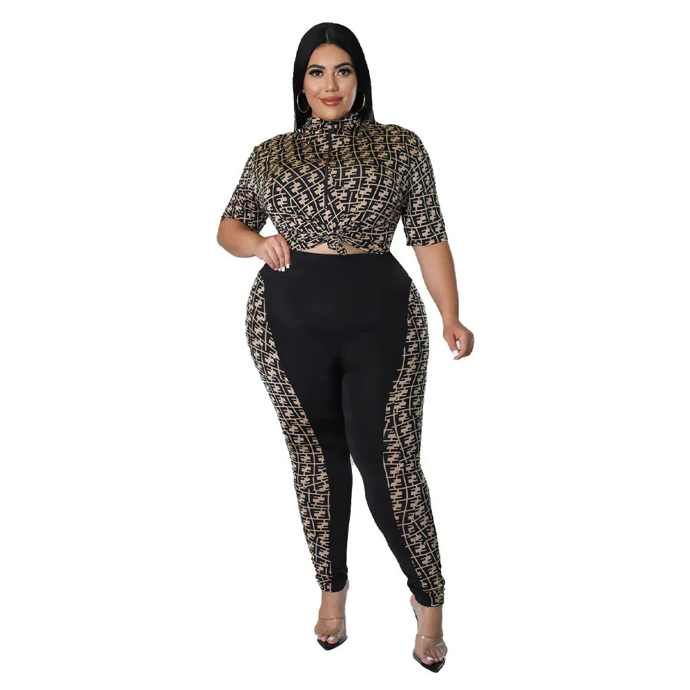 Digital-print Solid-color Patchwork Chic Casual Women's Suit - Gizmo Galaxy