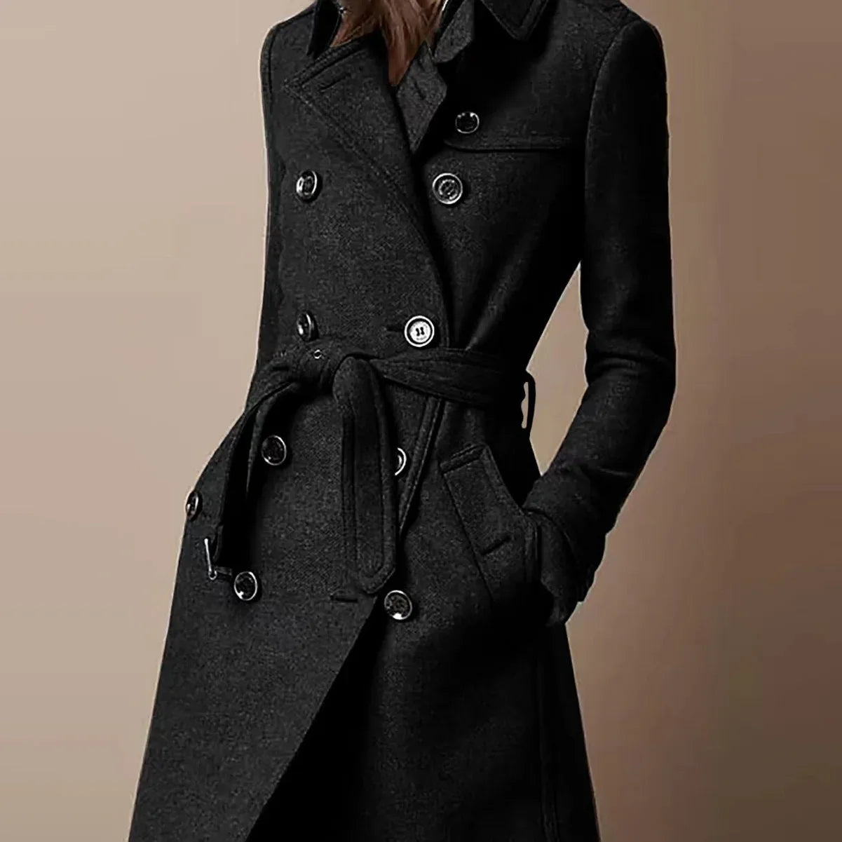 Double Breasted Casual Woolen Coat Women's Clothing - Gizmo Galaxy