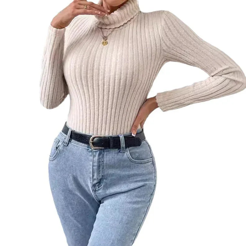 French Style Turtleneck Long Sleeve Knitted Jumpsuit - Gizmo Galaxy