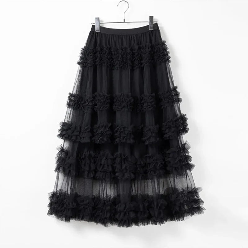 Three-layer Spliced Mesh Japanese-style Women's Skirt - Gizmo Galaxy