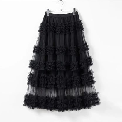 Three-layer Spliced Mesh Japanese-style Women's Skirt - Gizmo Galaxy