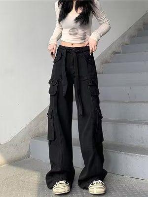 Women's American Vintage Multi-pocket Distressed Loose Cargo Pants - Gizmo Galaxy