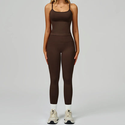 Women's Vest And Pants Color-blocking Yoga Set - Gizmo Galaxy