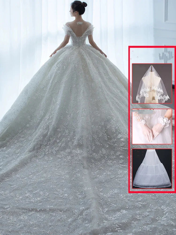 Off Shoulder French Main Wedding Dress - Gizmo Galaxy