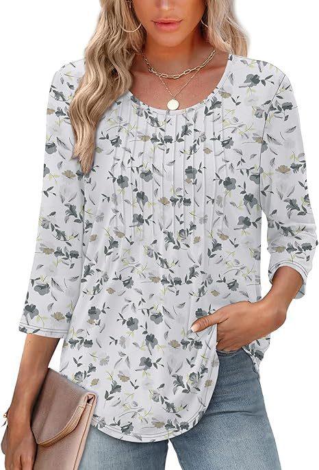 New Women's Long Sleeved Top, Fashionable And Casual Pleated Low Round Neck Women's T-shirt - Gizmo Galaxy