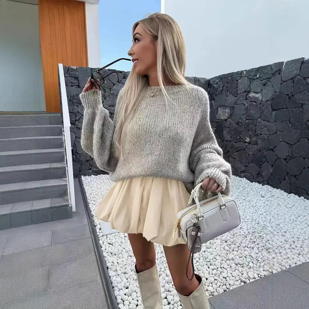 Women's Solid Color High-waisted Anti-peek A-line Skirt - Gizmo Galaxy