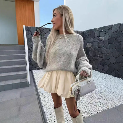 Women's Solid Color High-waisted Anti-peek A-line Skirt - Gizmo Galaxy