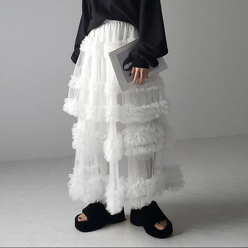 Three-layer Spliced Mesh Japanese-style Women's Skirt - Gizmo Galaxy