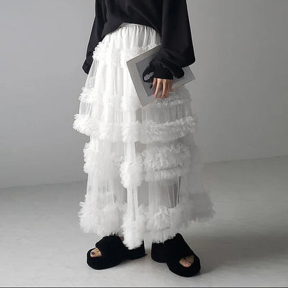 Three-layer Spliced Mesh Japanese-style Women's Skirt - Gizmo Galaxy