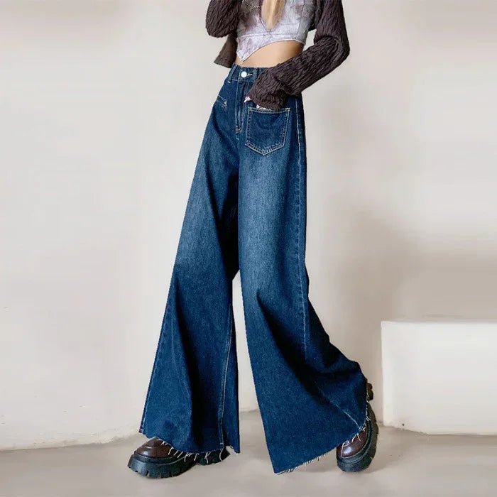 High-waisted Fashionable Wide-leg Flare Jeans For Women - Gizmo Galaxy