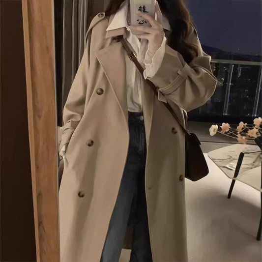 New Spring And Autumn British Style Mid-length Early Autumn Trench Coat For Women - Gizmo Galaxy